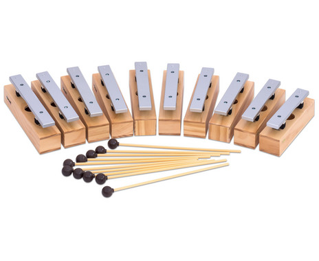 Betzold 10 soprano tone blocks and 10 mallets, light metal