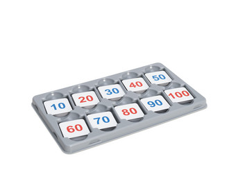Betzold 100 number cards, 5 x 5 cm, in a sorting box