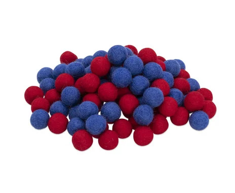 Betzold felt balls, red and blue, 100 pieces