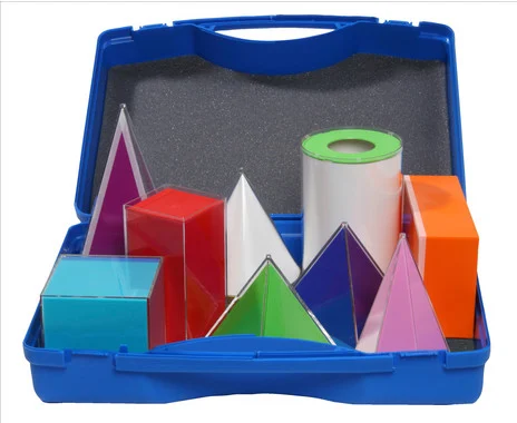 Betzold geometric solids, 9 pieces in a plastic case