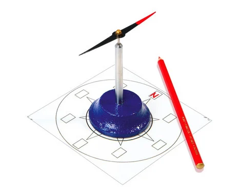 Betzold magnetic needle, tripod and compass rose