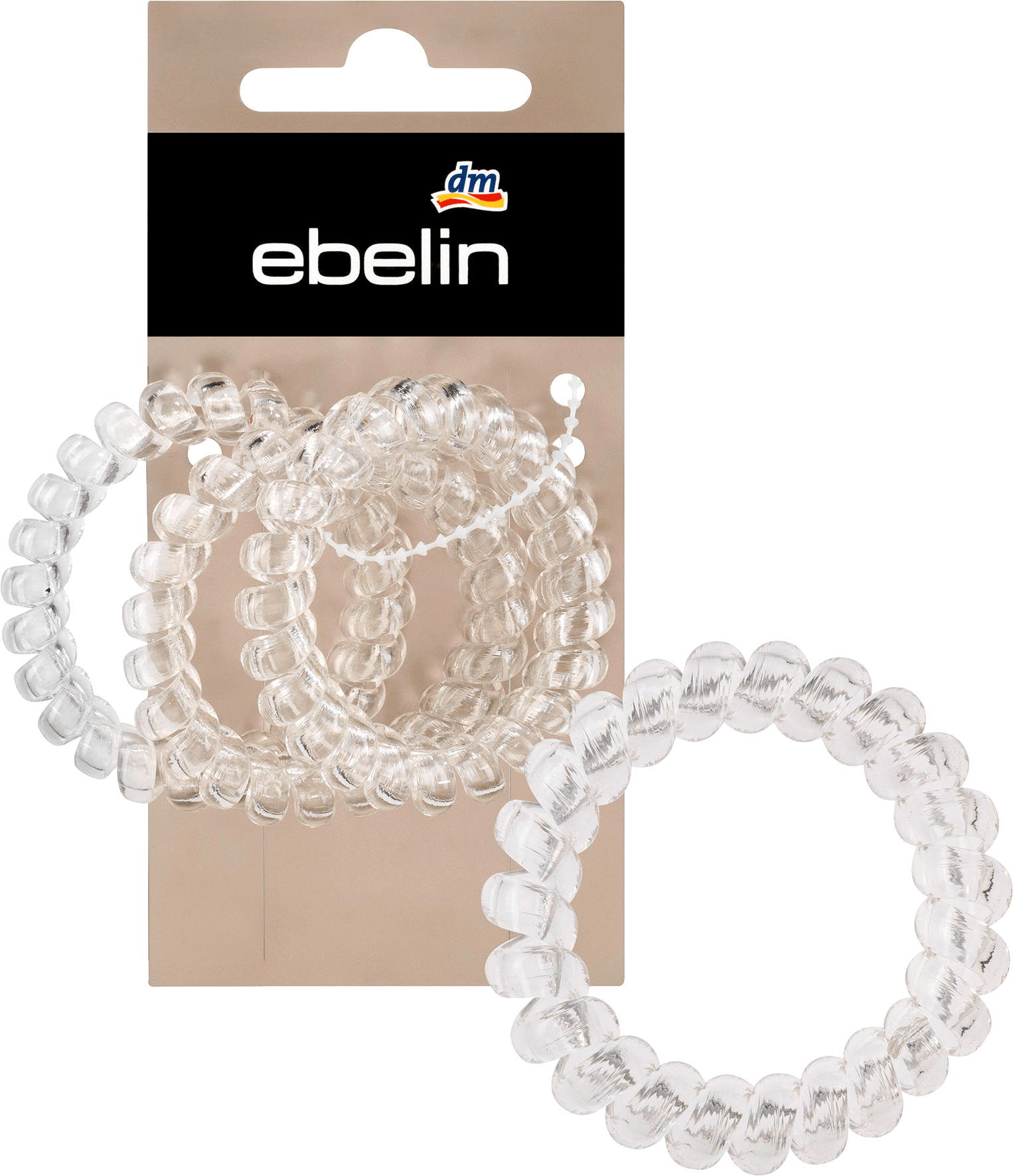 ebelin Hair Bands Spiral, Large, Transparent, 3 St
