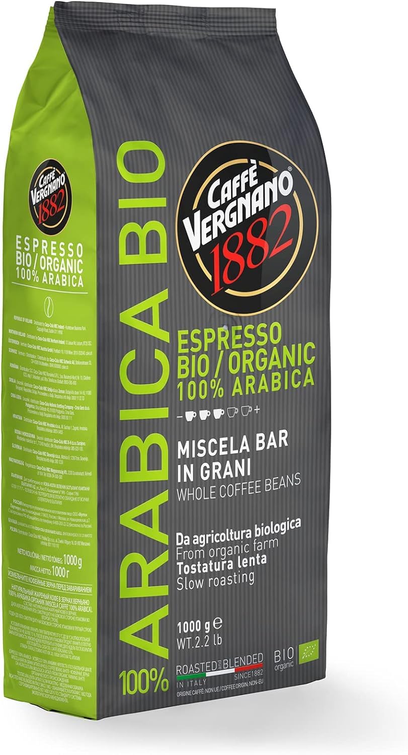 Caffè Vergnano 1882 Coffee Beans 100% Arabica Organic - 1 Pack Contains 1 kg (Pack of 2)