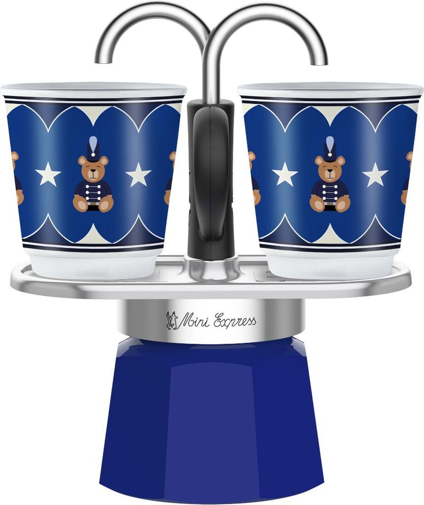 Bialetti 0005349 Manual Coffee Maker Moka Pot Black, Blue, Stainless Steel