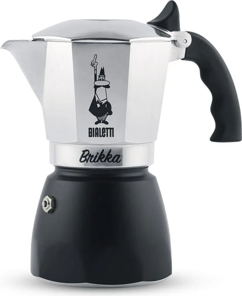 Bialetti Brikka, Mokka Can, 0.1 l, Black, Stainless Steel, Aluminum, 2 Tassen, Thermoplastic