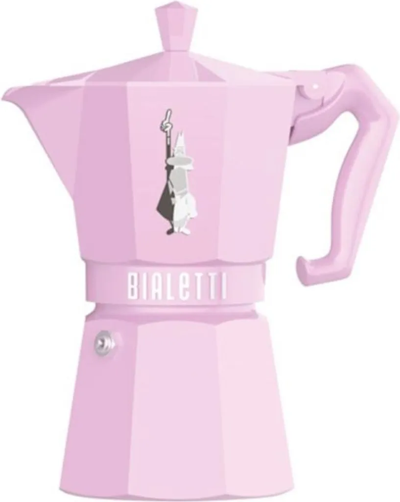 Bialetti Moka Italiana Moka Exclusive 3-cup coffee maker, 3 cups, aluminum, pink, induction compatible