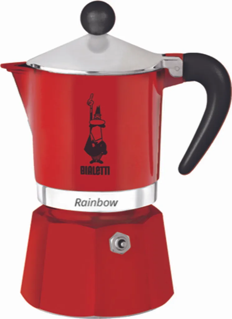 BIALETTI Rainbow Espresso Maker, red, 3 cups