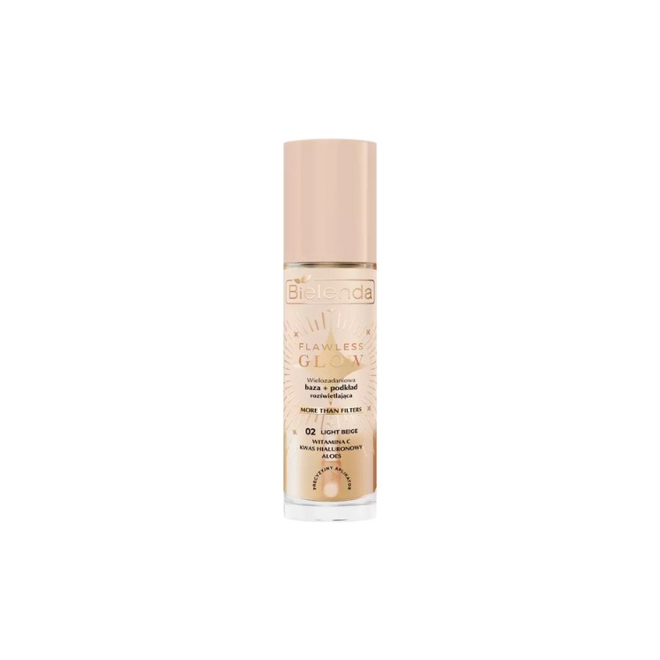 Bielenda FLAWLESS GLOW multi-purpose illuminating base + foundation /02/ Light Beige 30 ml