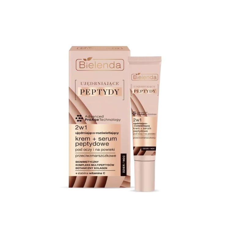 Bielenda Firming Peptides Anti-wrinkle Eye and Eyelid Cream-Serum 2in1 Firming and Brightening 15 ml
