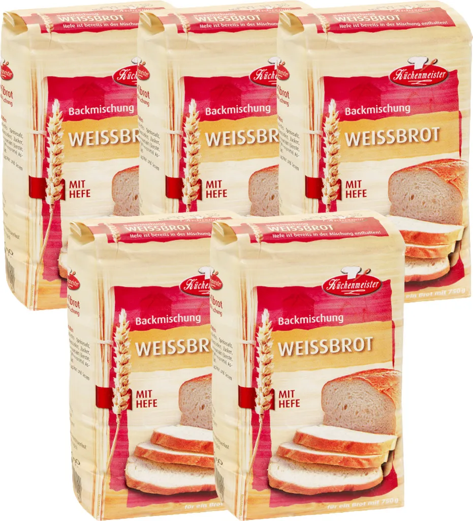 BIELMEIER Bread Baking Mix White Bread 5 pieces of 500 g Küchenmeister