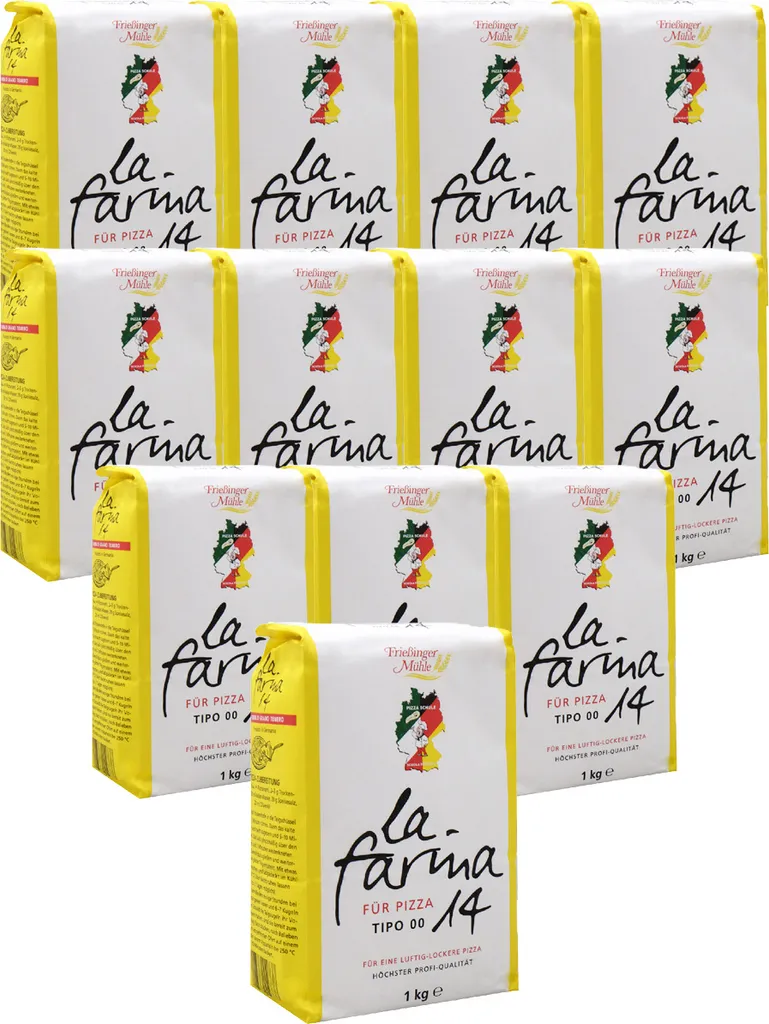 BIELMEIER Pizza Flour 14% Protein Tipo 00 (T405) 12 pieces á 1kg Küchenmeister