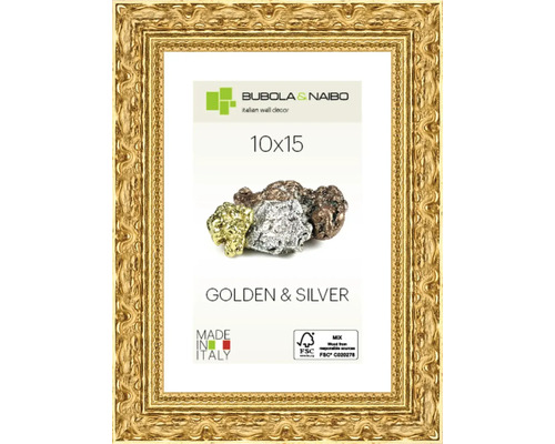Bubola&Naibo Picture frame wood GOLDEN gold with ornaments 10x15 cm