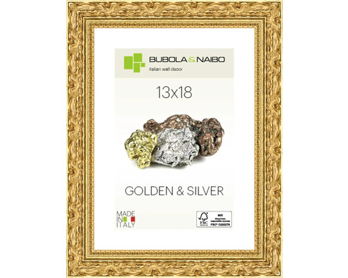 Bubola&Naibo Picture frame wood GOLDEN gold with ornaments 13x18 cm
