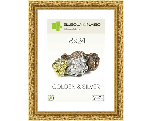 Bubola&Naibo Picture frame wood GOLDEN gold with ornaments 18x24 cm