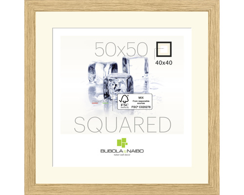 Bubola&Naibo Wooden picture frame, natural oak, wide frame, 50x50 cm