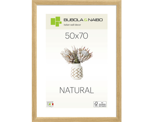 Bubola&Naibo Wooden picture frame, natural oak, wide frame, 50x70 cm