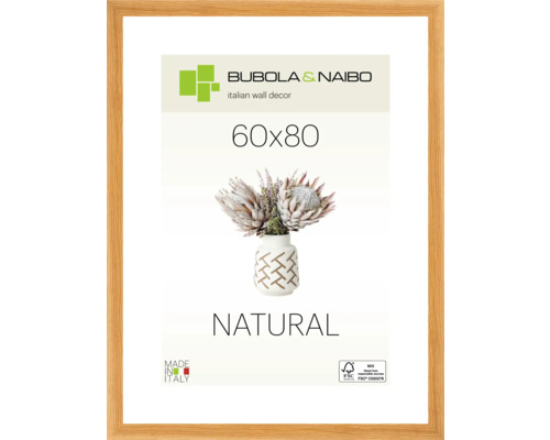 Bubola&Naibo Wooden picture frame, natural oak, wide frame, 60x80 cm