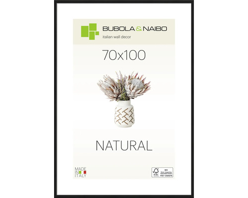 Bubola&Naibo Wooden picture frame, natural black, square frame, acrylic glass, 70x100 cm
