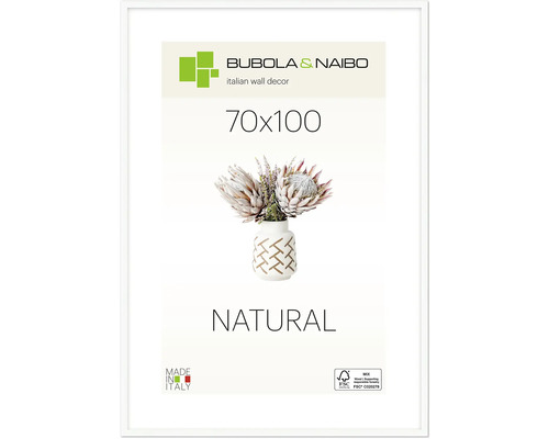 Bubola&Naibo Wooden picture frame, natural white, square frame, acrylic glass, 70x100 cm