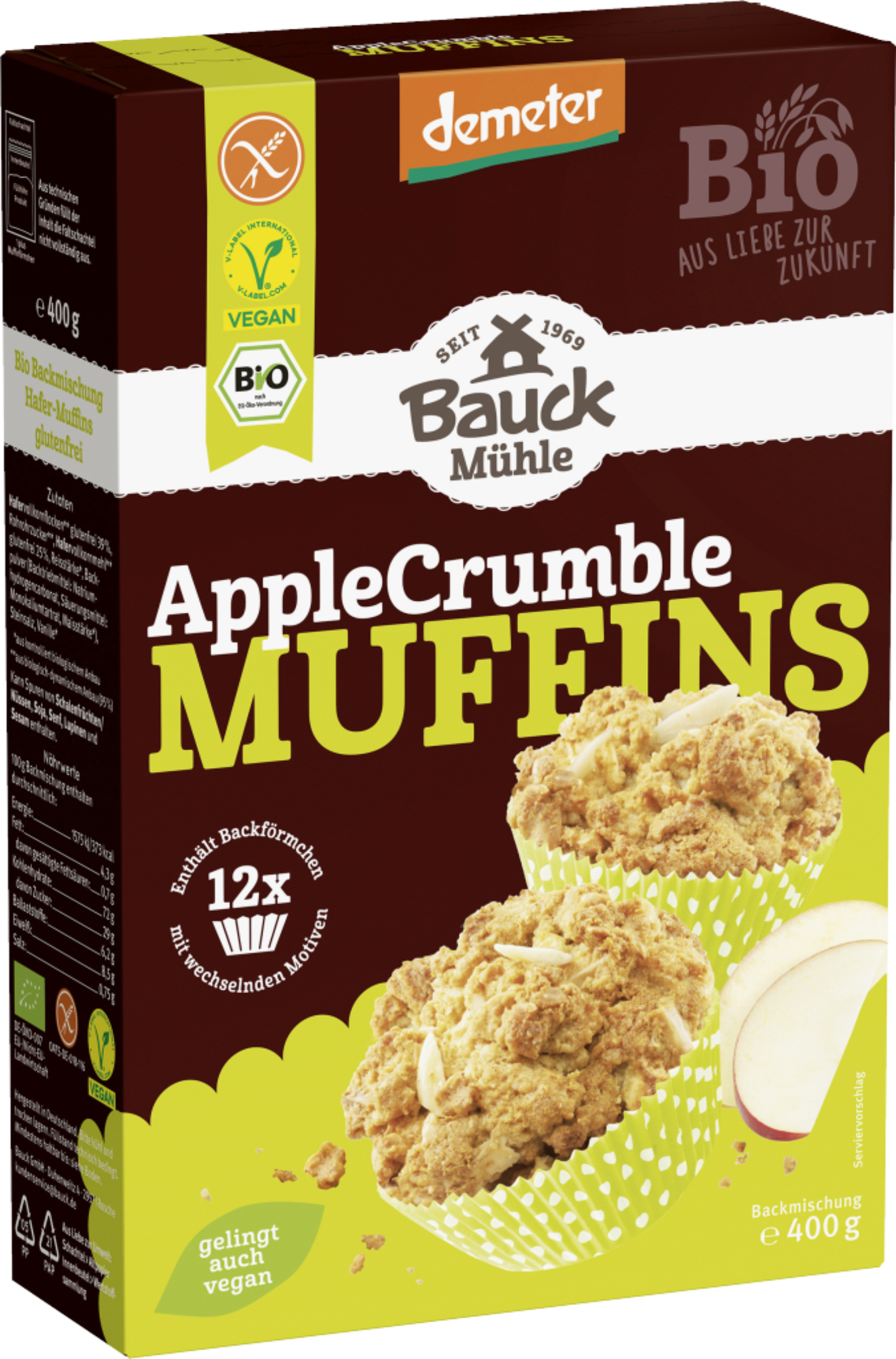 Bauck Mühle Organic Apple Crumble Muffins Baking Mix