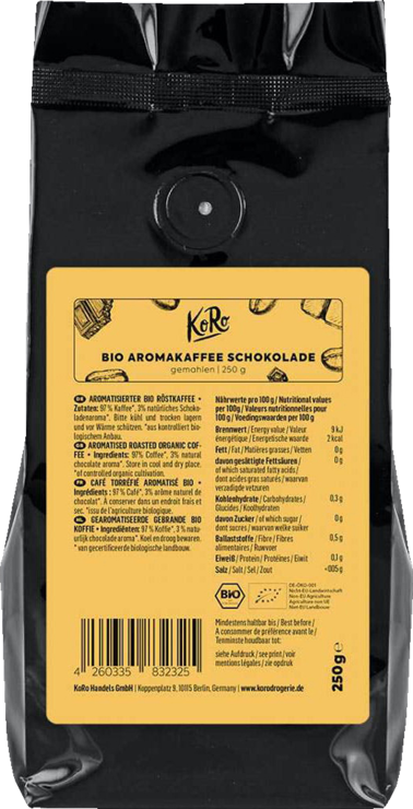 KoRo Organic aromatic coffee chocolate ground