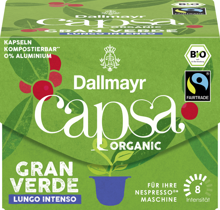 Dallmayr Organic capsa Gran Verde Lungo Intenso Coffee Capsules