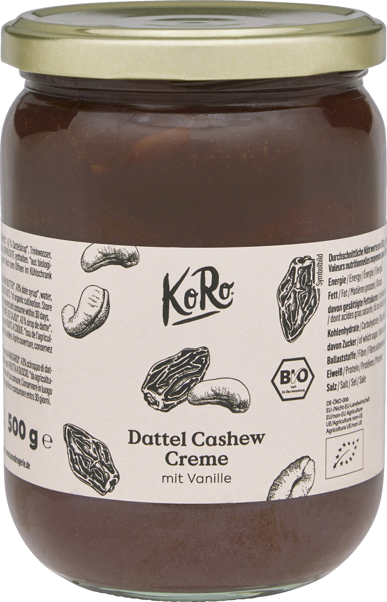 KoRo Organic date cashew cream