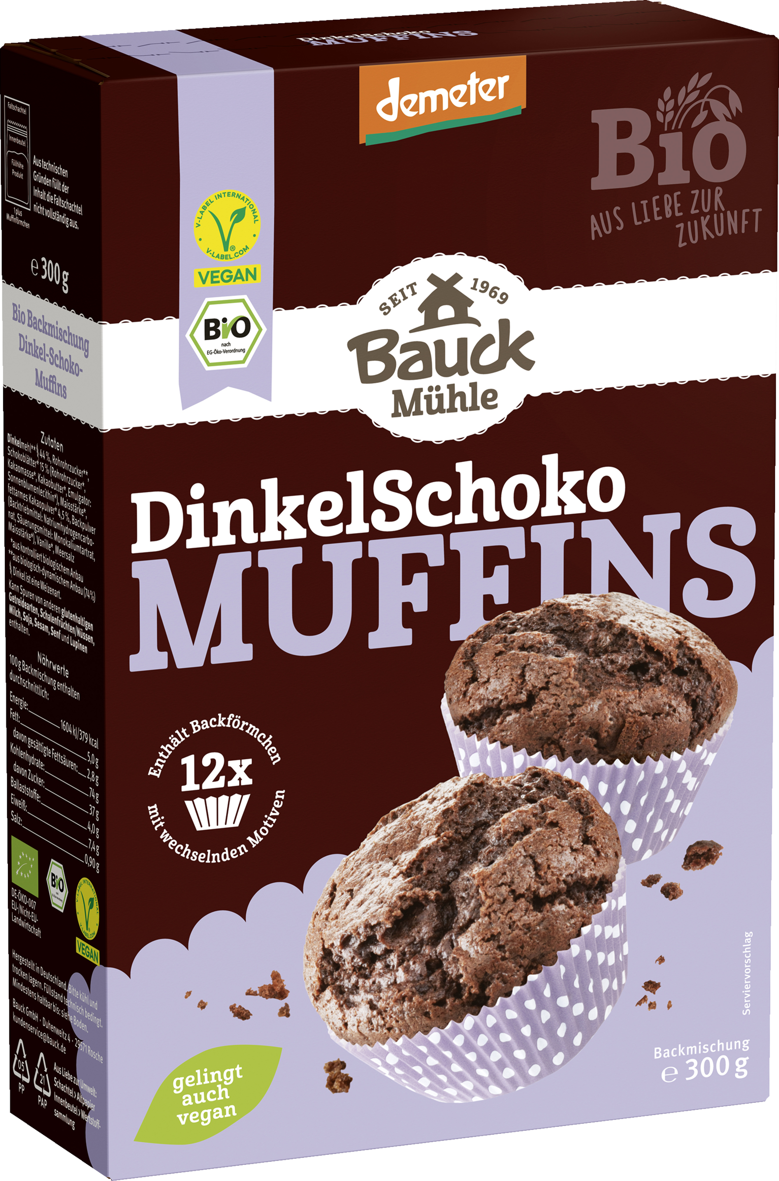 Bauck Mühle Organic spelled chocolate muffins
