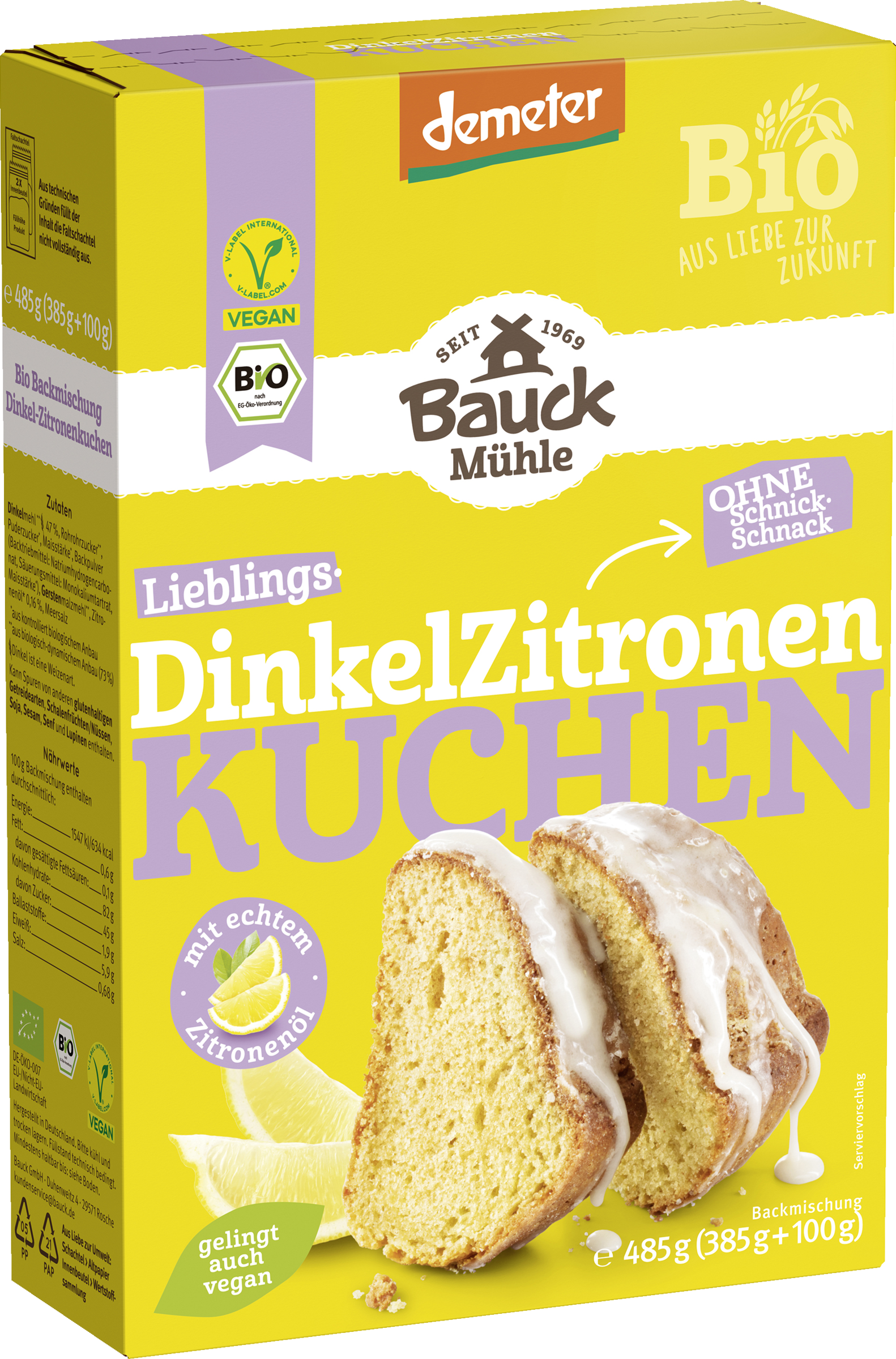Bauck Mühle Organic spelled lemon cake baking mix