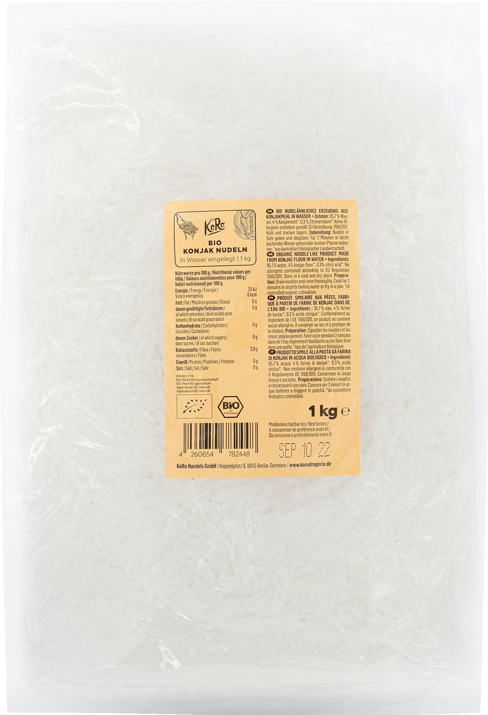 KoRo Organic konjac noodles in water