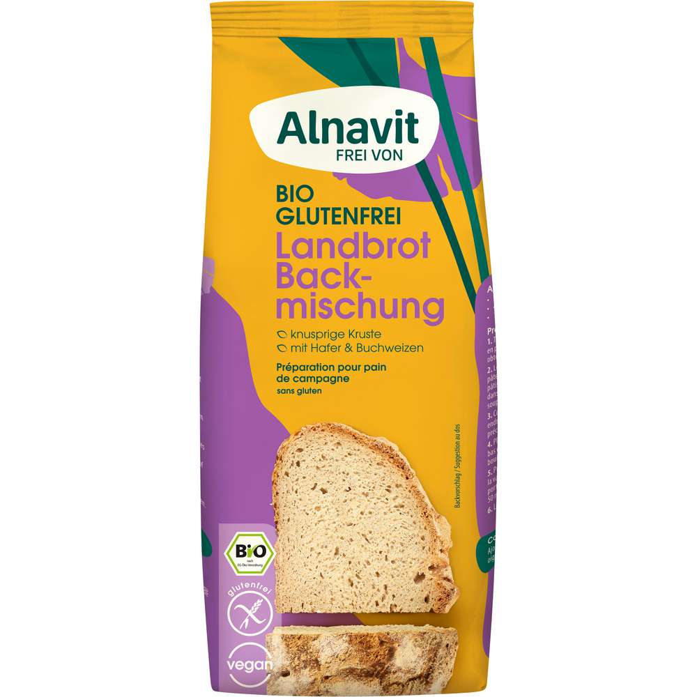Alnavit Organic country bread baking mix, gluten-free 450g