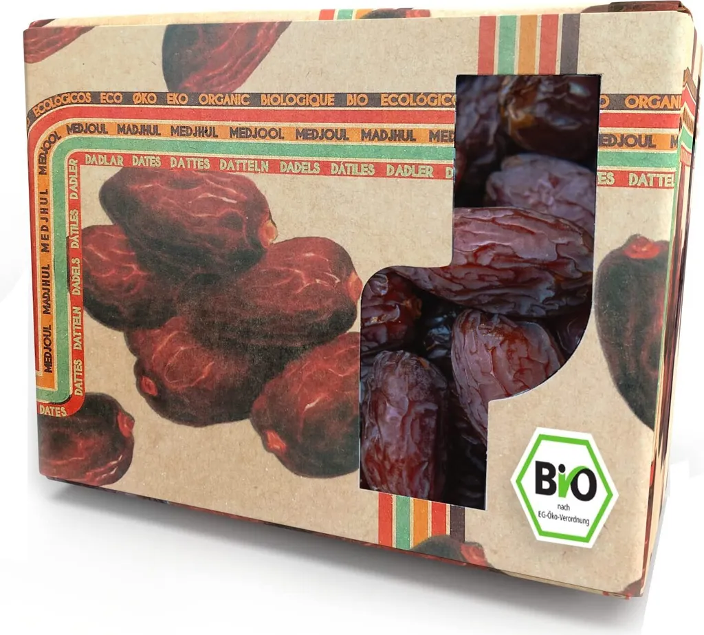 Kamelur Organic Medjool Dates with Stone 1kg in a Carton