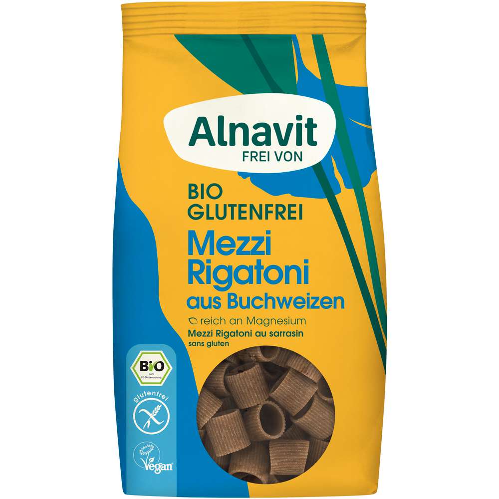 Alnavit Organic Mezzi Rigatoni made from buckwheat, 250 gm