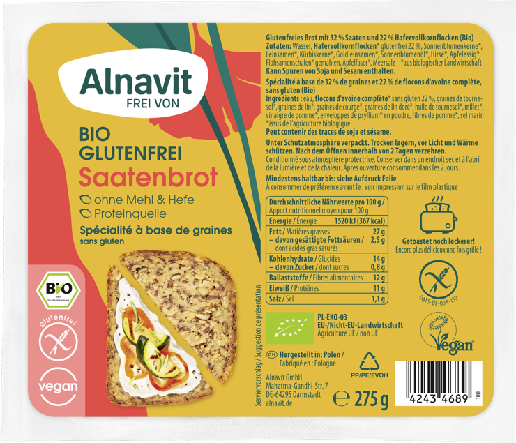 Alnavit Organic Seed Bread Gluten-free