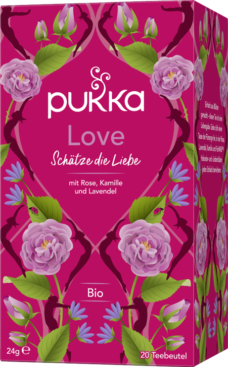 Pukka Organic Love tea with rose petals, chamomile & Lavender