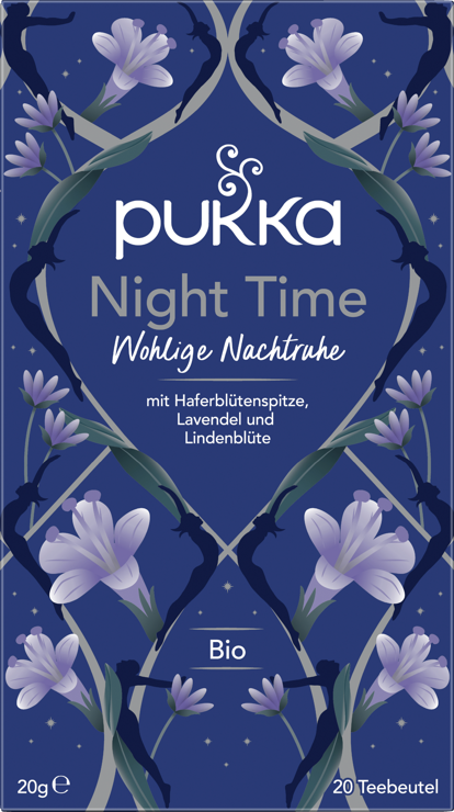 Pukka Organic tea Night Time with lavender, oat blossom, linden blossom