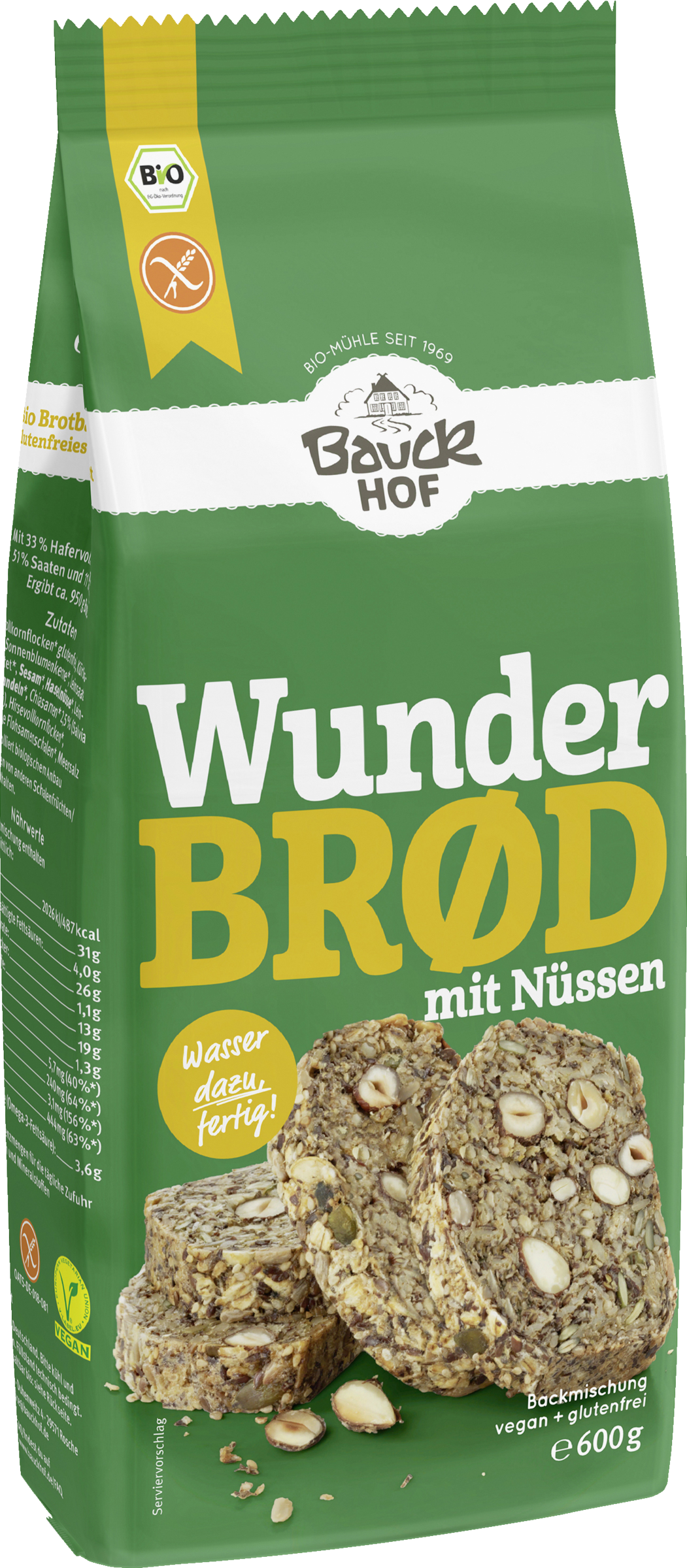 Bauck Mühle Organic Wunderbrød with nuts baking mix