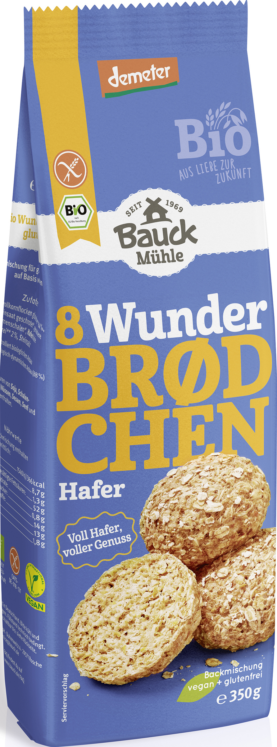 Bauck Mühle Organic Wunderbrødchen oat baking mix