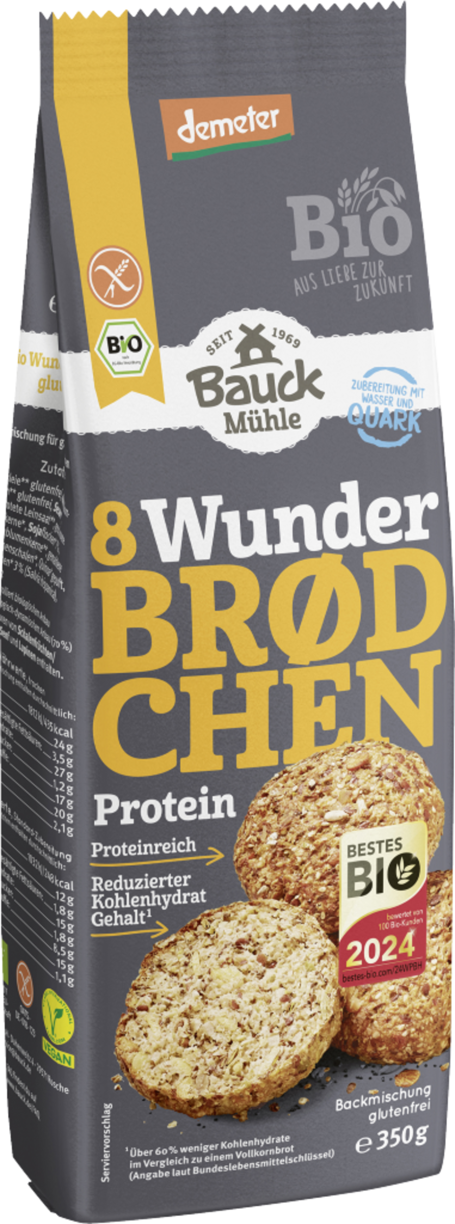 Bauck Mühle Organic Wunderbrødchen protein baking mix