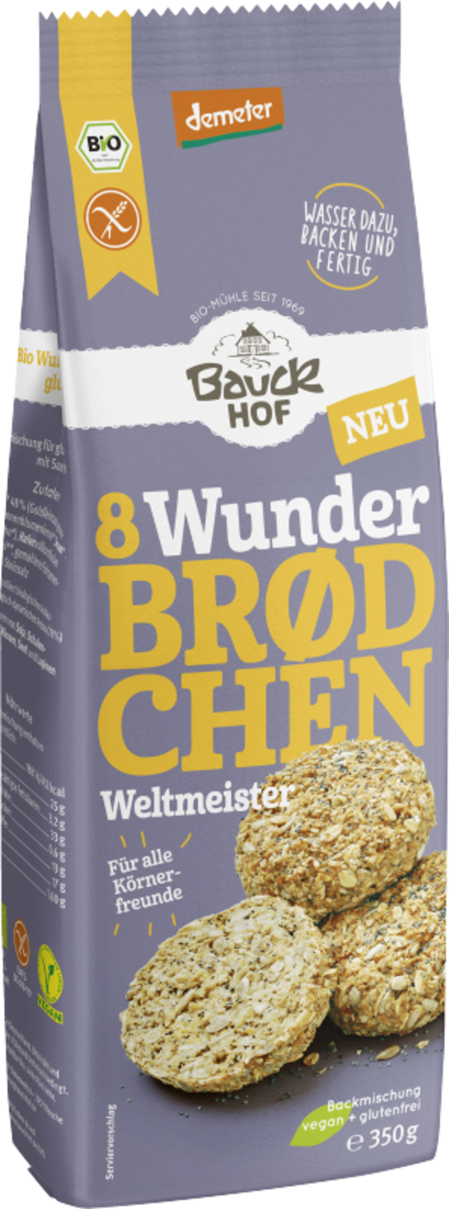 Bauck Mühle Organic Wunderbrødchen World Champion baking mix