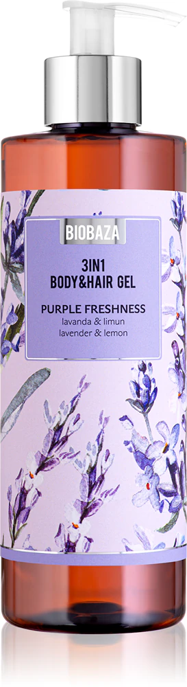 BIOBAZA 3in1 Body&Hair Gel Purple Freshness Shampoo, Conditioner and Shower Gel 3in1