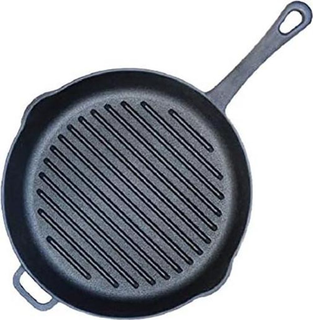 BIOL Cast Iron Grill/Frying Pan, without lid, Ø 24cm, suitable for all types of cookers, including induction