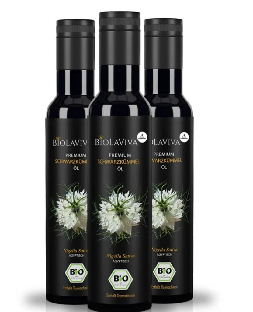 BIOLAVIVA Black Seed Oil (3 x 250ml) – cold-pressed & unfiltered – high thymoquinone content – ​​laboratory & light-protected