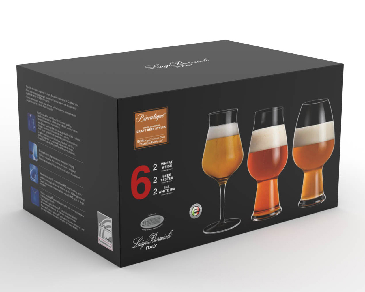 Luigi Bormioli Birrateque beer glass set 3x2 pack