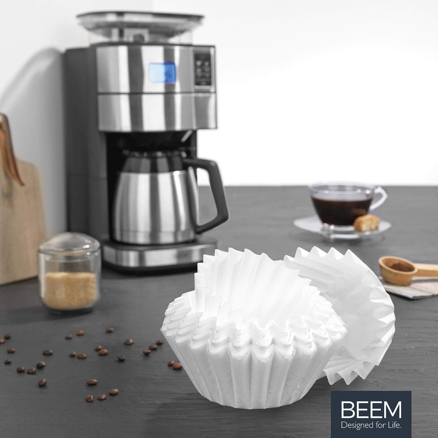 BEEM Original Universal Basket Filter Bags 600 Pieces - 10 Cups | Tasteless, 80/200 mm Paper Filter for Coffee Machines with Basket Filter [White]