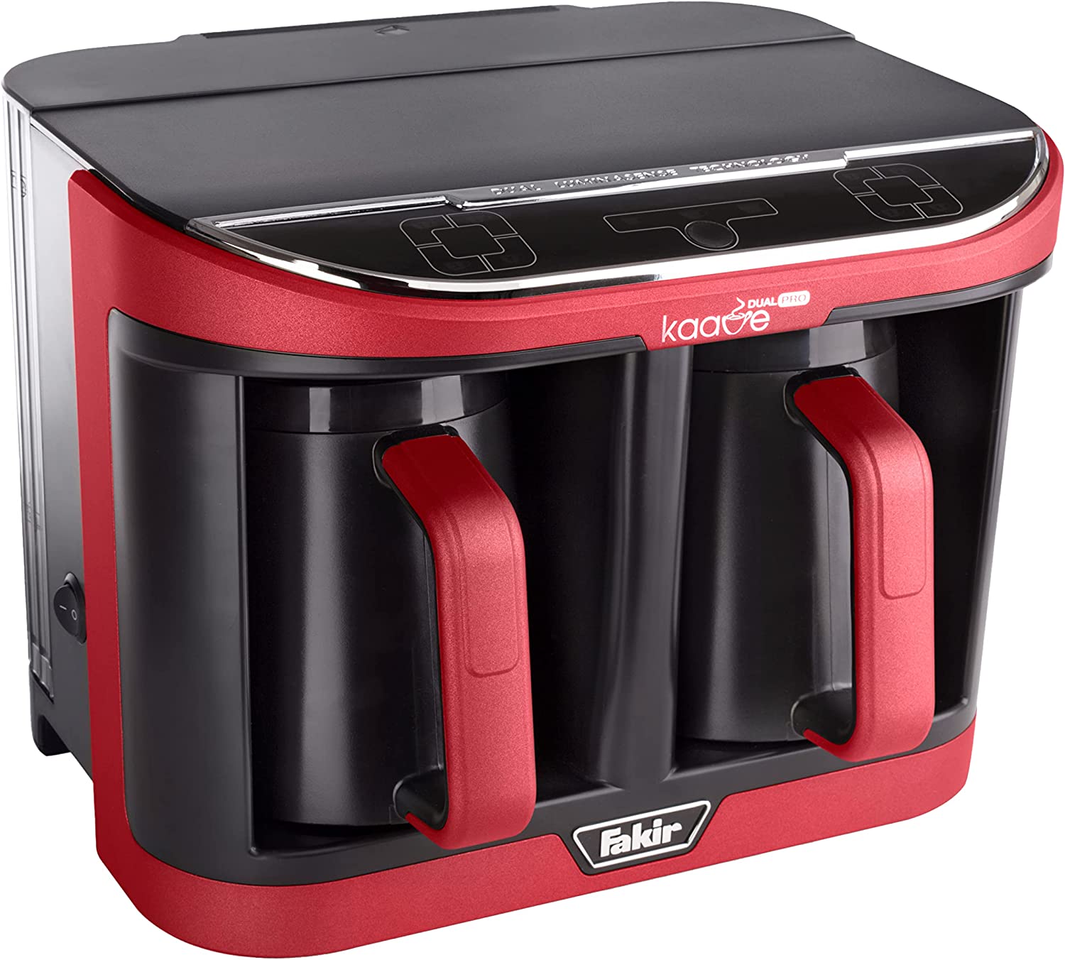 Fakir 9215003 Kaave Dual Pro - Turkish Mocha Machine, Electric Coffee Machine with 8 Cups Capacity & 2 Brewing Containers, Simple One-Touch Control System, 735 Watt, Red