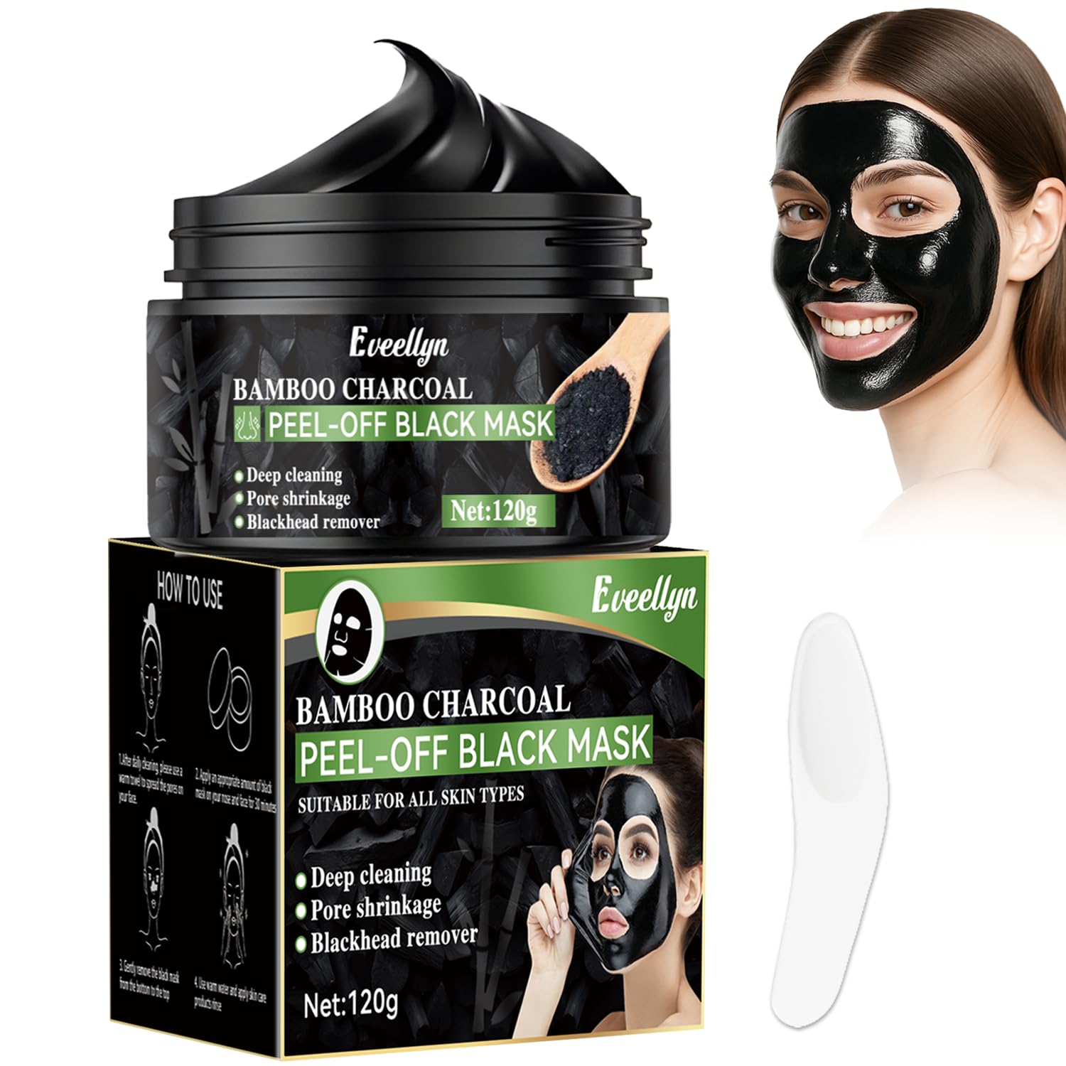 Eveellyn Blackhead Remover, Blackhead Remover Peel Off Mask, Deep Cleansing for Blackheads, Dirt, Acne, Pore Reduction, for Men and Women (120 ml)
