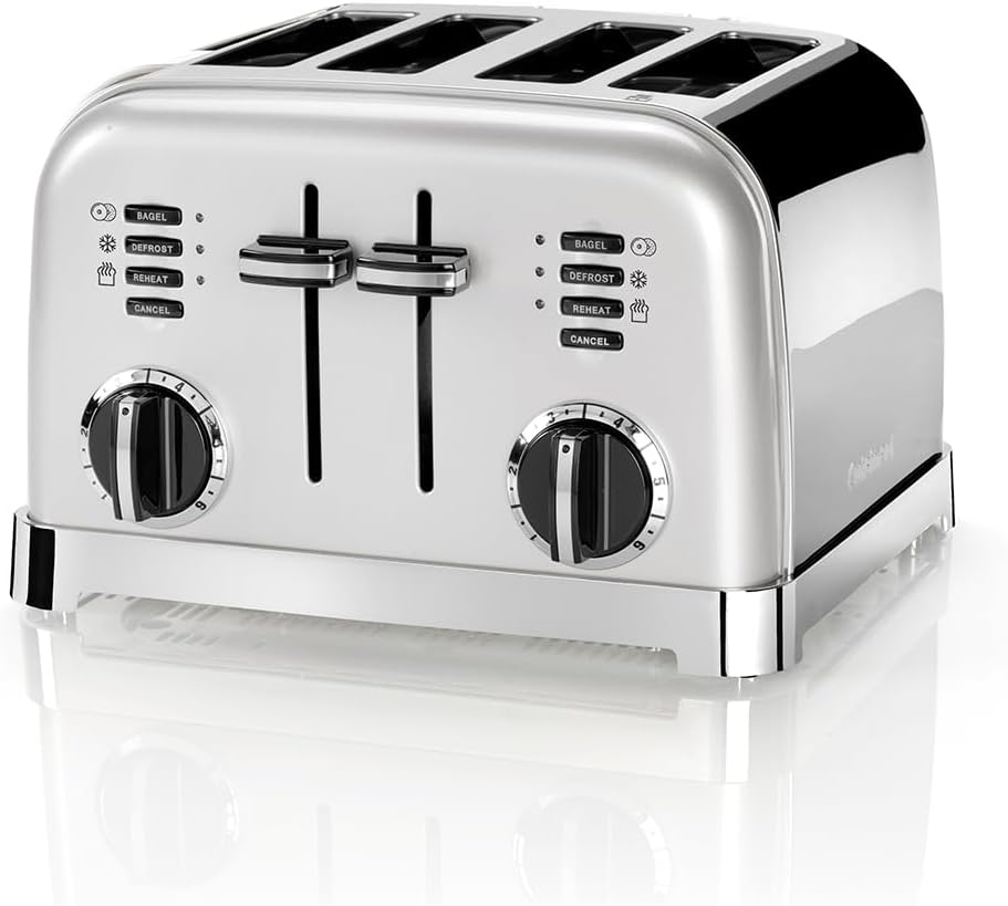 Cuisinart 4 Slice Toaster, Wide Slots, Ideal for Thick Bread and Bagels, 6 Browning Levels Plus Defrosting, Wide Slots, High Lift Lever, Matching Kettle Available, Pearl