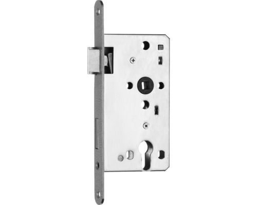 BKS room door mortise lock 0415 right, PZ, 55/72/8, DIN, rebate, faceplate 18x235 mm painted nickel silver