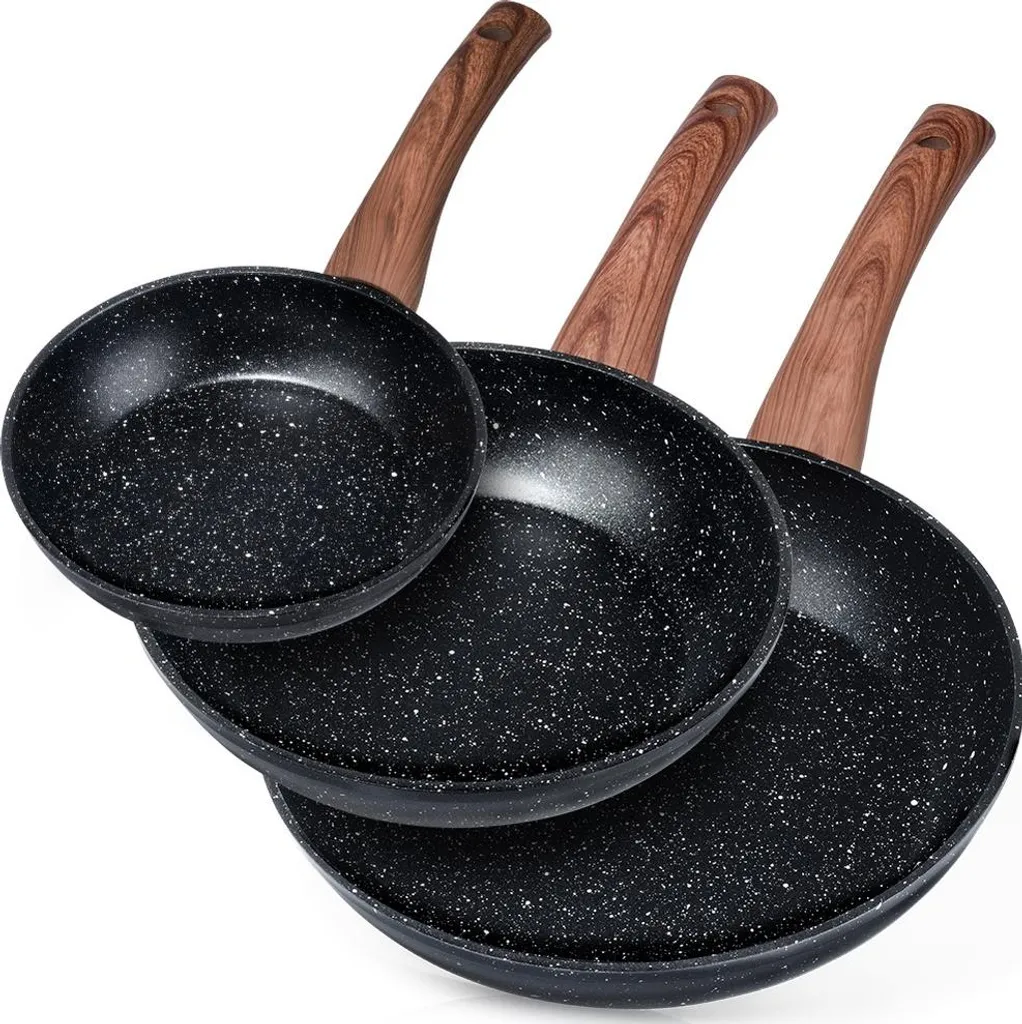 Vilde BLACK&WOOD Granite Frying Pan Set 16 / 20 / 24 cm 3-piece.